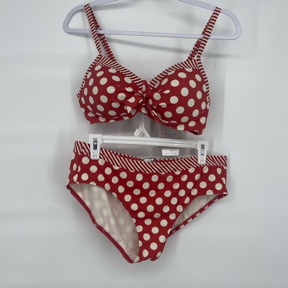 Amoena nwt Badmode Alabama polka dot Lycra rust red bikini - Picture 1 of 16